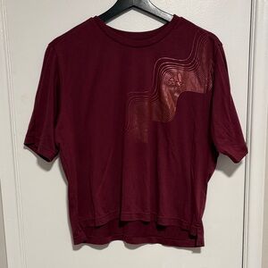 Adidas Women's Maroon Short Sleeve Crop Tee